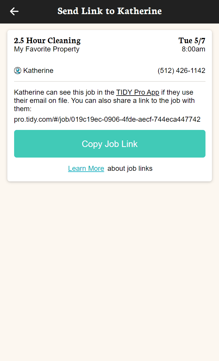 Job links interface overview