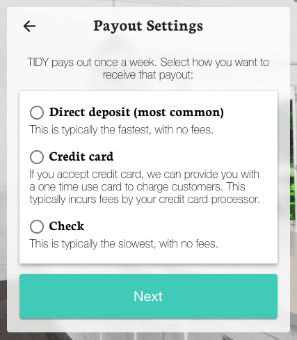 Payout type selection
