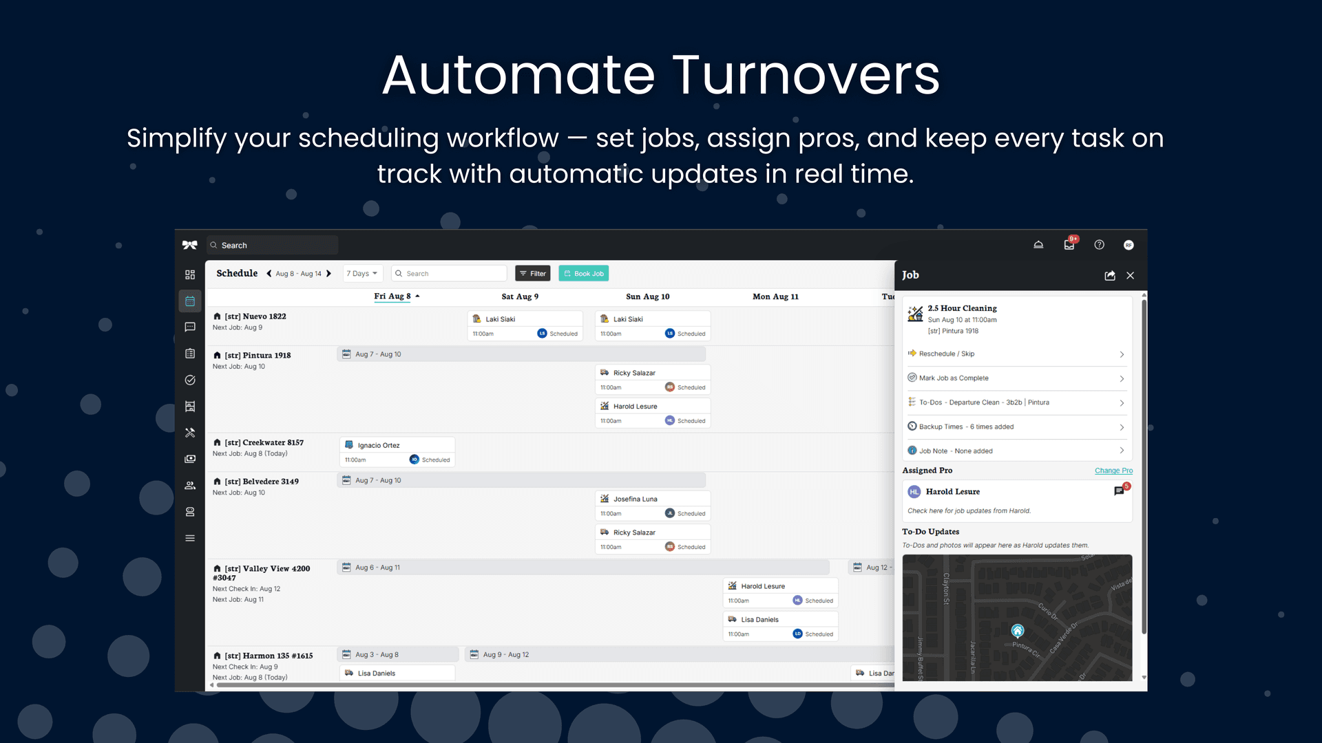Automated turnover scheduling between guest stays