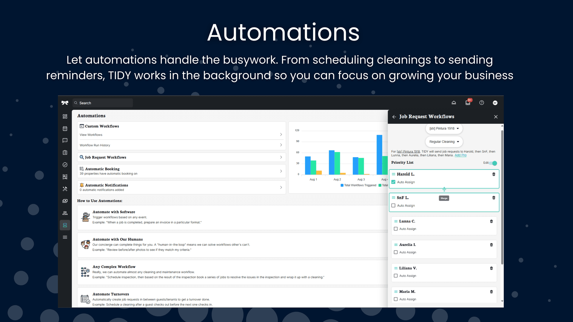 TIDY automation interface showing vendor management