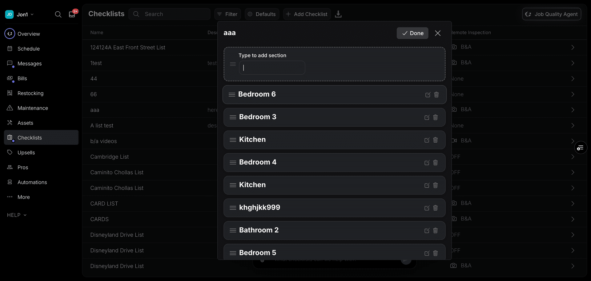 Turn off checklists setting