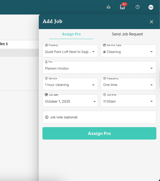 Pro assignment interface