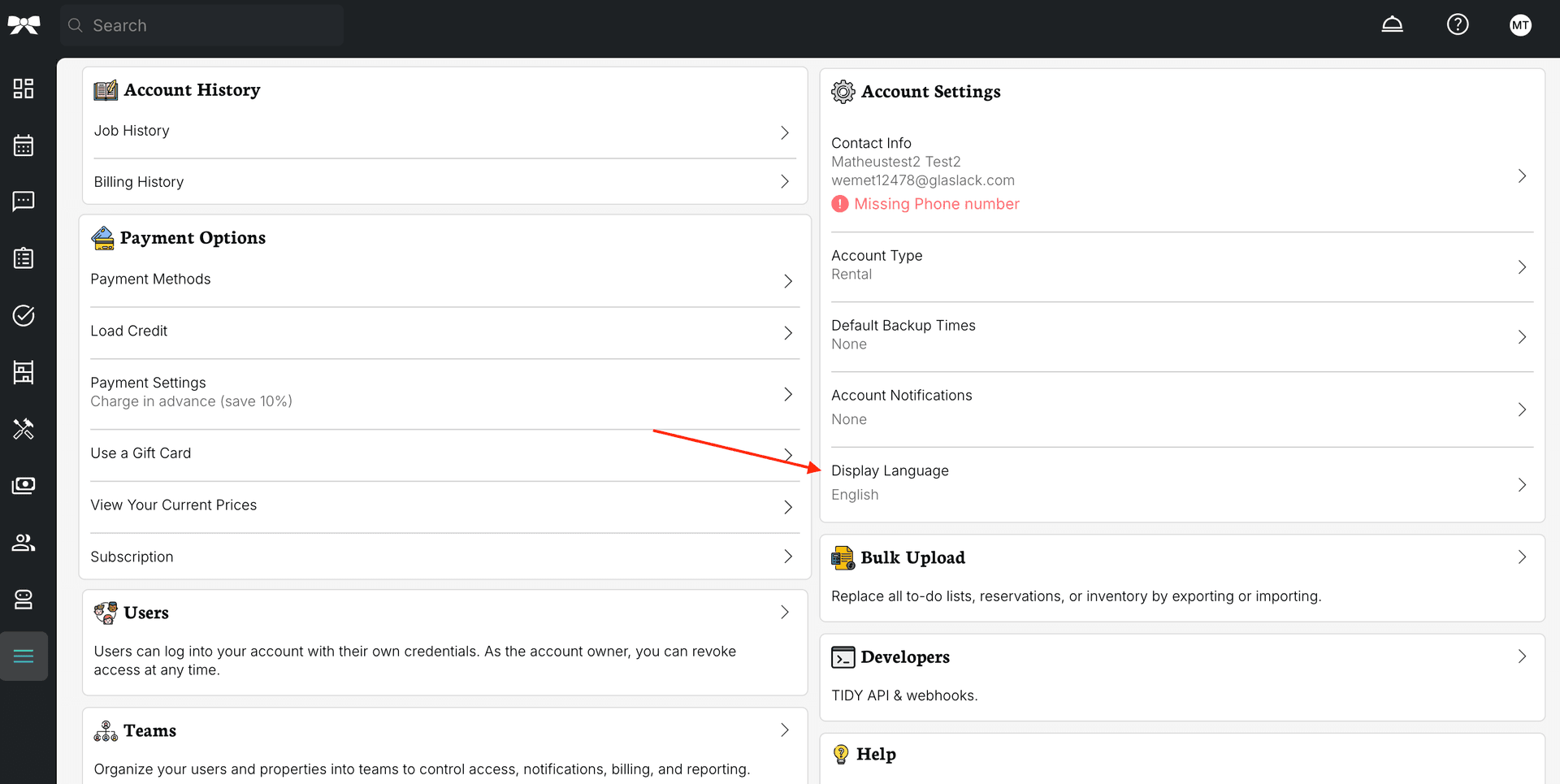 Display language settings
