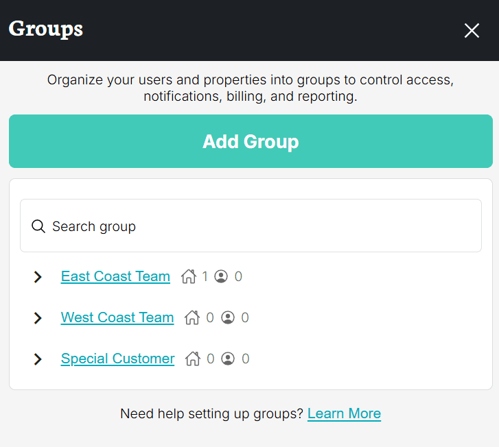 Group details and settings