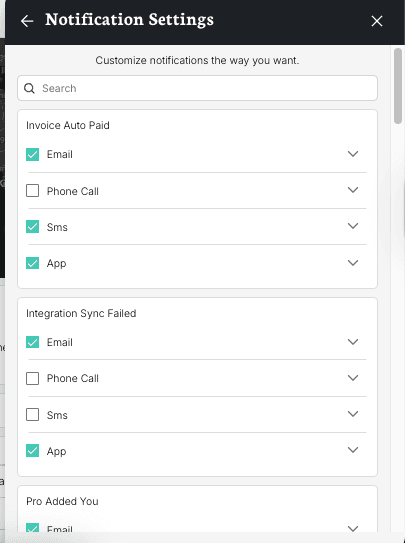 Notification events