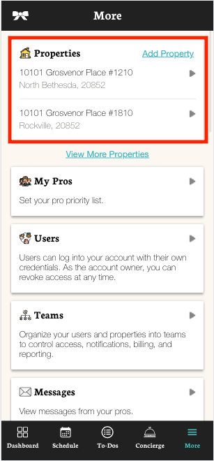 Add property button
