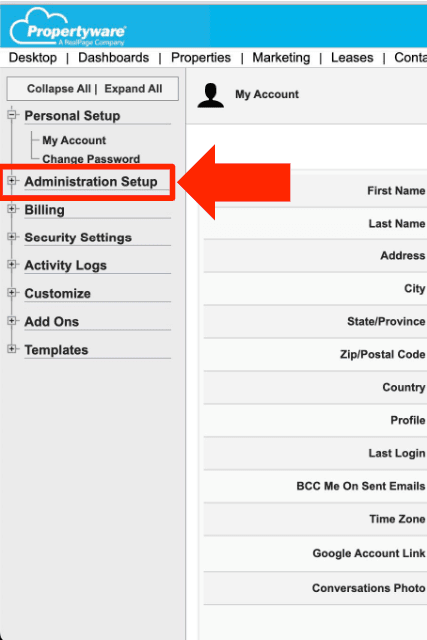 Propertyware step 1