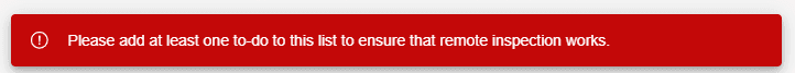 Checklist item requirement message