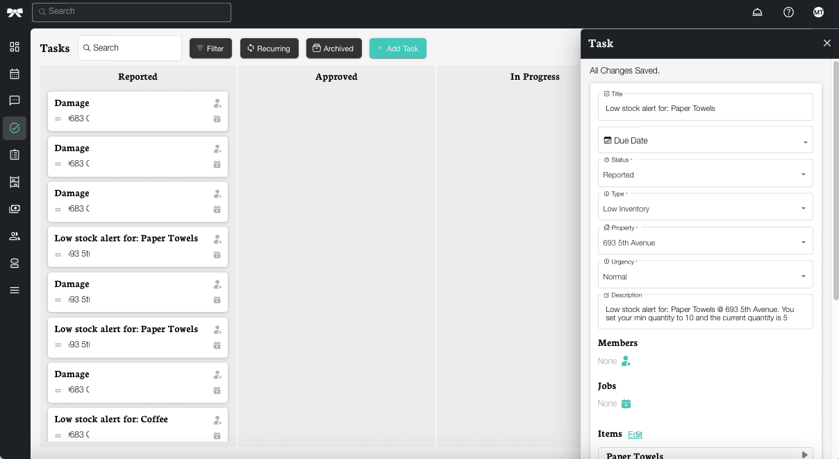 Maintenance item form