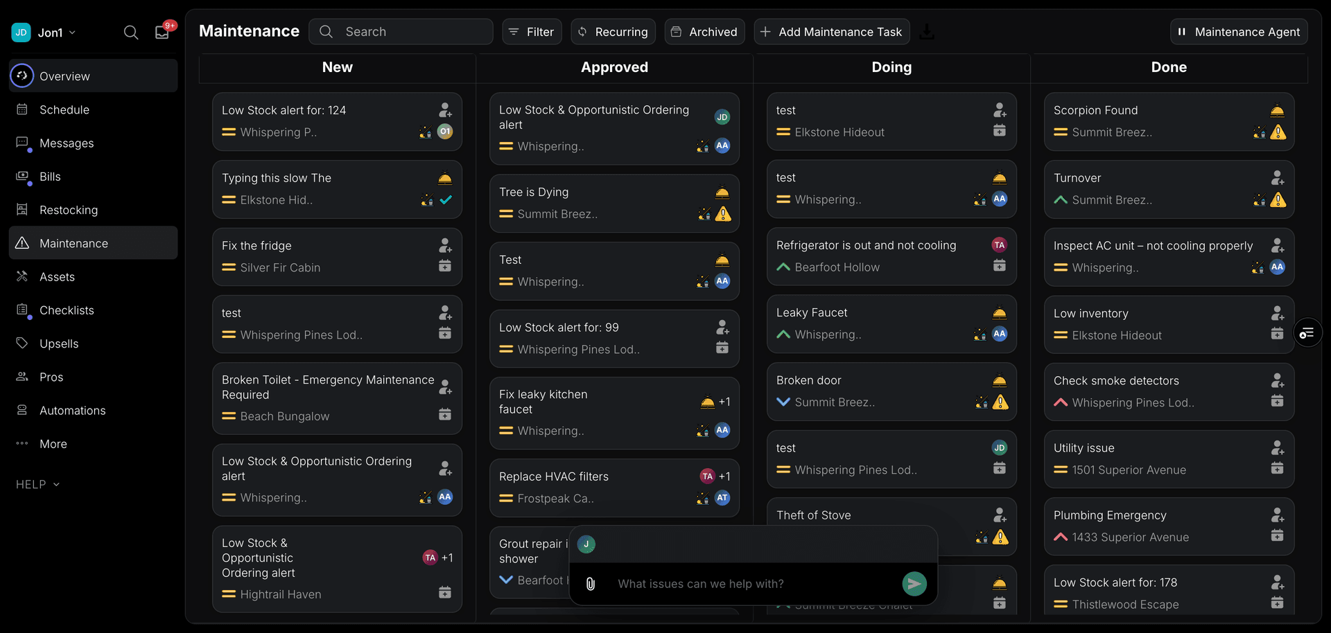 Maintenance board example