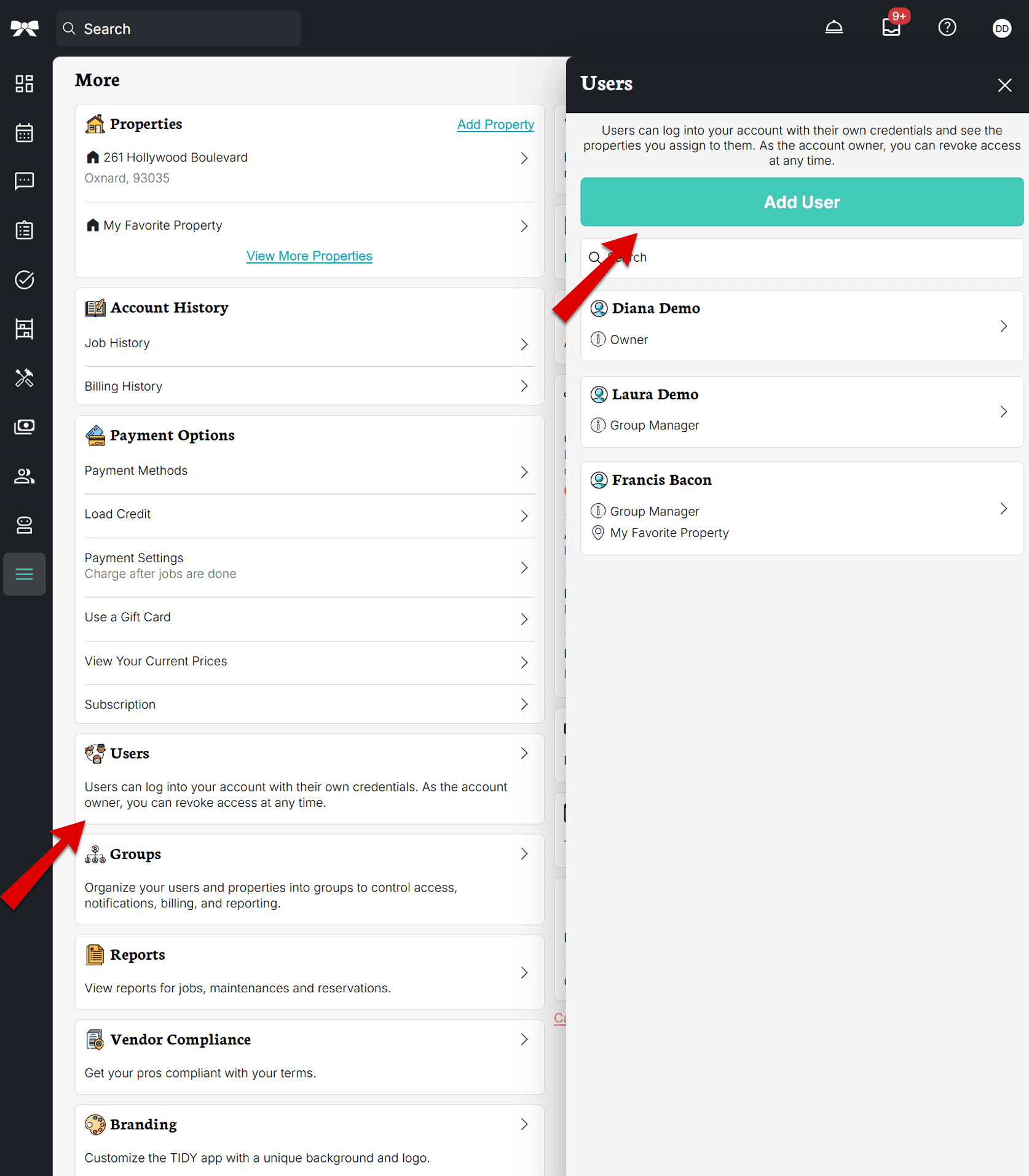 Add user button