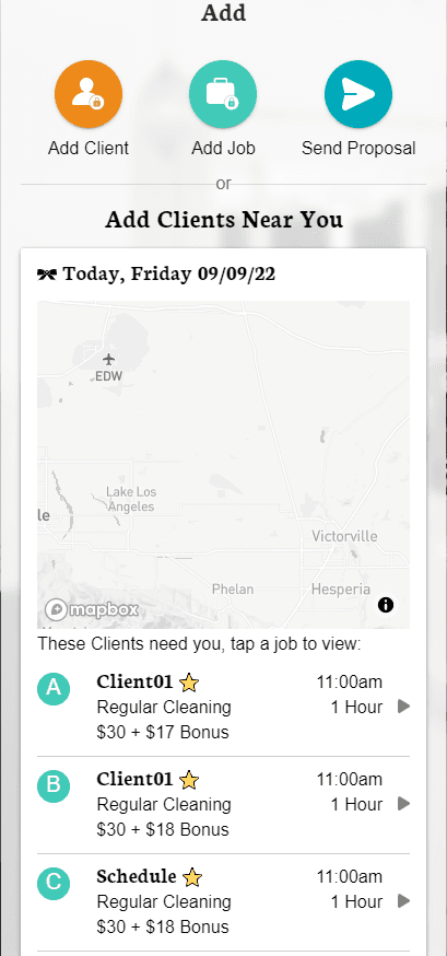Job opportunities section showing available jobs