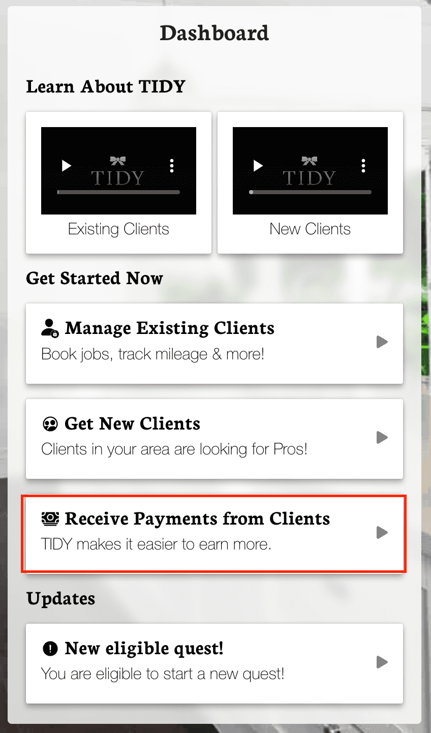 Payment methods setup