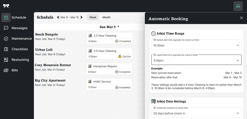 TIDY automated turnover scheduling between guest stays