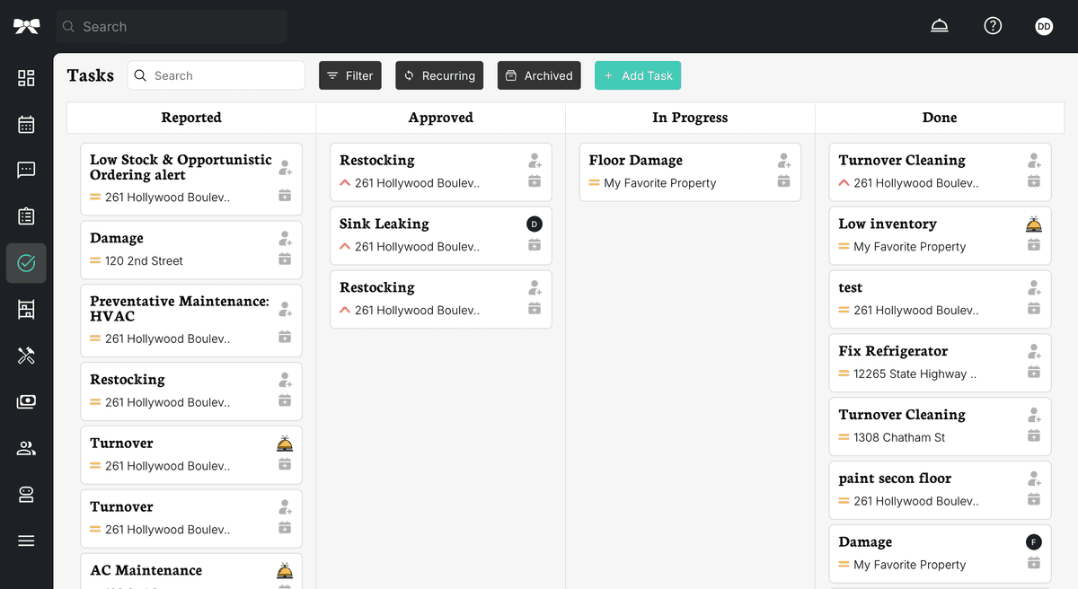 TIDY Maintenance Management Interface