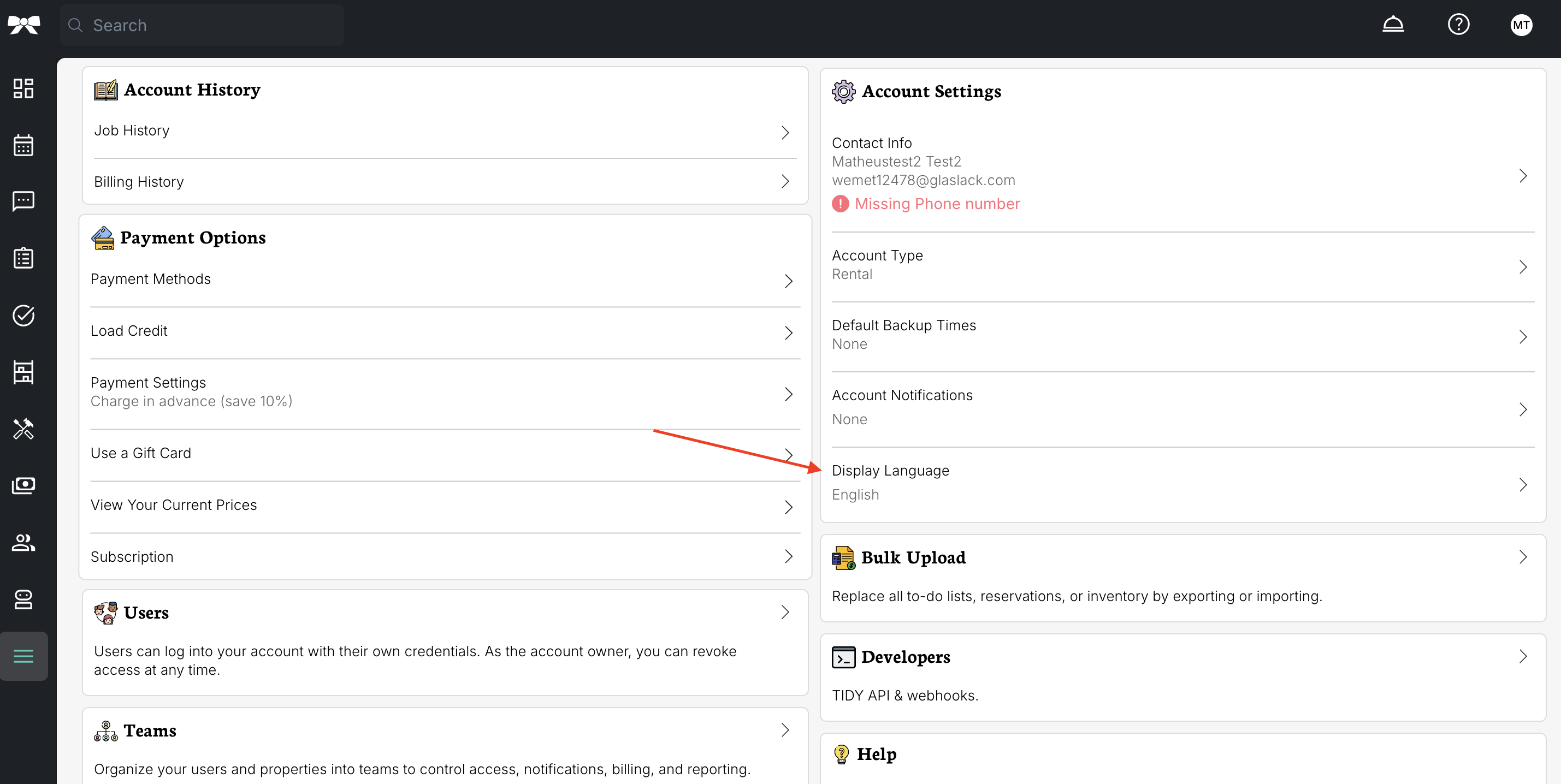 Display language settings