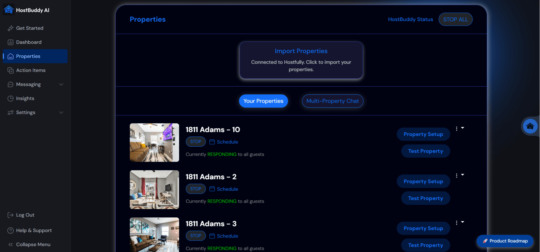 HostBuddy AI Properties Dashboard